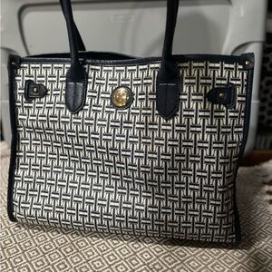 Tommy Hilfiger Black and White Geometric Tote